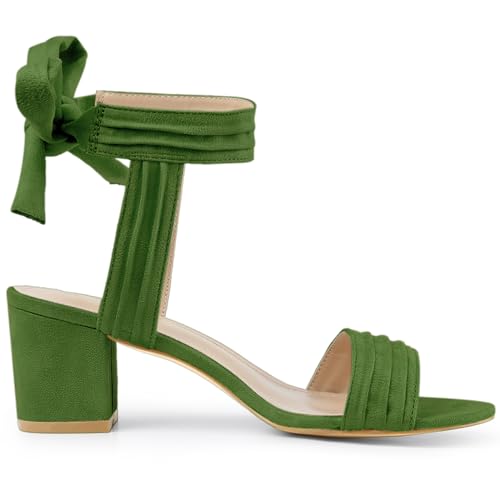 Image of Allegra K Women's Open Toe Ankle Tie Back Block Heels Sandals