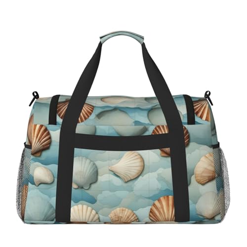 Sea Shell Print Travel Hand Travel Bag Weekender Overnight Carry On Tote Foldable Crossbody Bag2