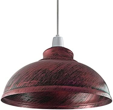 Retro Modern Metal Lamp Shades Ceiling Light Shades, Vintage Industrial 29cm Easy Fit Country Style Bulb Guard, Task Pendant Lighting Bedroom, Kitchen, Office (Free Reducer Plate) (White)