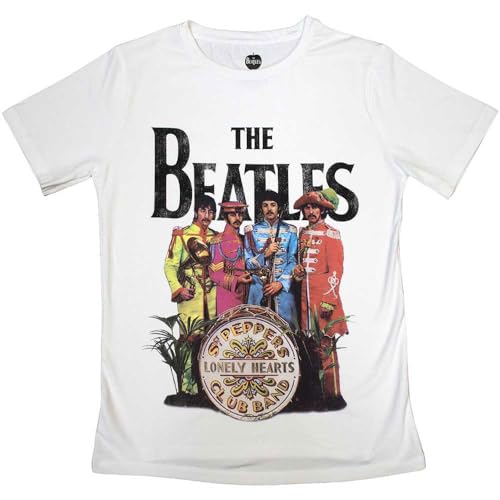 Rock Off officially licensed products The Beatles SGT Pepper Womens Boyfriend Fit T Shirt - Les Beatles, Paul McCartney, John Lennon, RIngo Starr, George Harrison Rock Off officially licensed products The Beatles SGT Pepper Womens Boyfriend Fit T Shirt