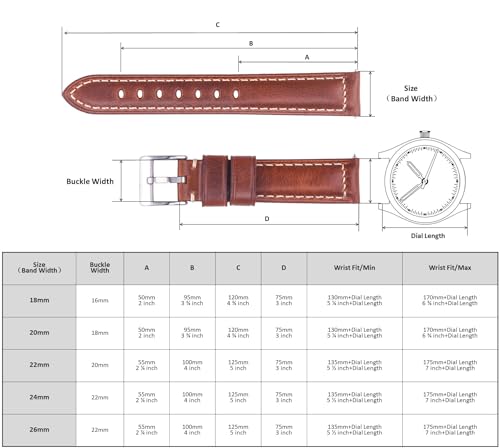 Berfine 20mm Quick Release Retro Leather Watch Band,Vintage Oil-tanned Pull-up Leather Watch Strap Replacement,Brown by Berfine - Used condition - Image 5