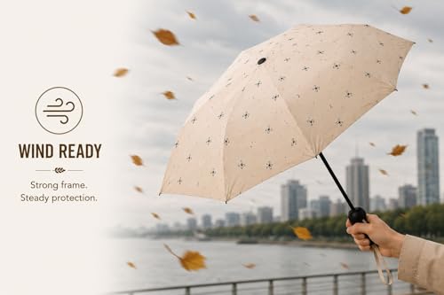 Image of Umbrella, Mini Folding Windproof & Compact UV Umbrella for Sun Protection Rain Windproof Strong Large 3 Fold for Women Handbags,3 Fold for Men Women, Stylish & Compact