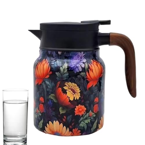 térmica | Jarras de café con patrón de flores vintage para mantener el calor - Jarras aisladas de 33.8 onzas con infusor de té y colador para mantener las bebidas calientes