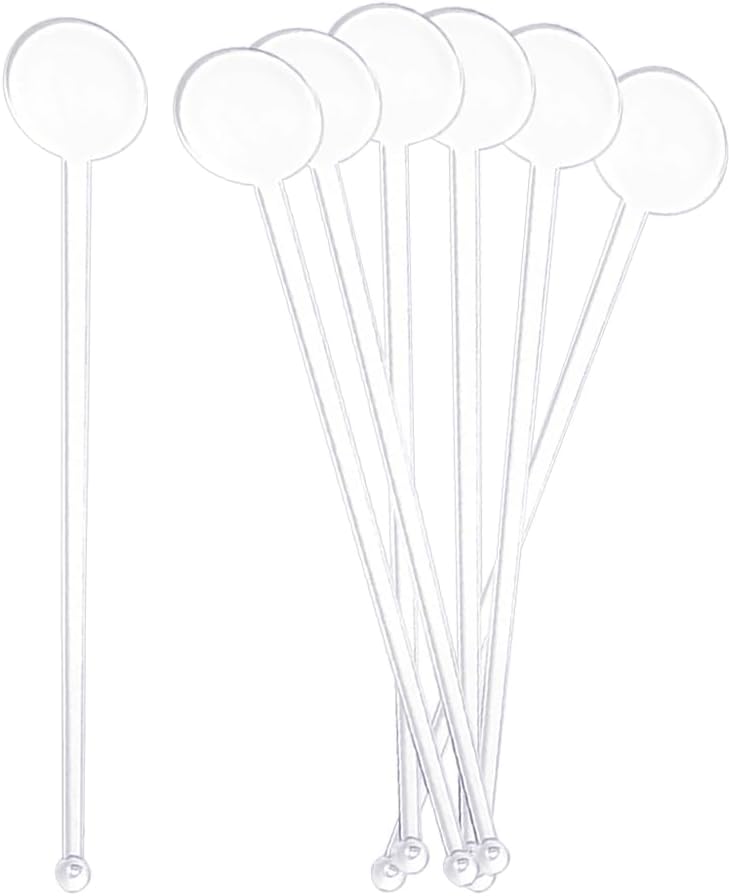 80 Pcs Plastic Cocktail Swizzle Sticks Long Coffee Beverage Stirrers Wedding Drink Stirrers Hot Beverage Stir Mixing Sticks Cocktail Spoon Stirrer Coffee Bar Stir Stick for Bars Cafes Clear