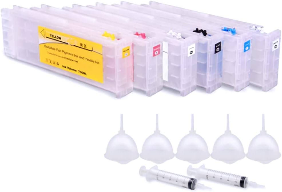 600ML/PC T7251 T7251-T7254 T725A T725A Refillable Ink Cartridge with Chip for SureColor F2000 F2100 DTG DTF Printer 6Colors/Set