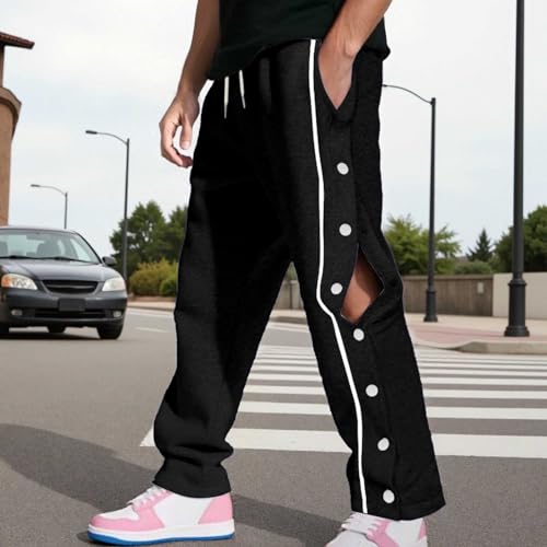 Men's Casual Pants Loose Fit Comfortable Everyday Wear Button Front Plain Design Trousers for Fall Winter Season3