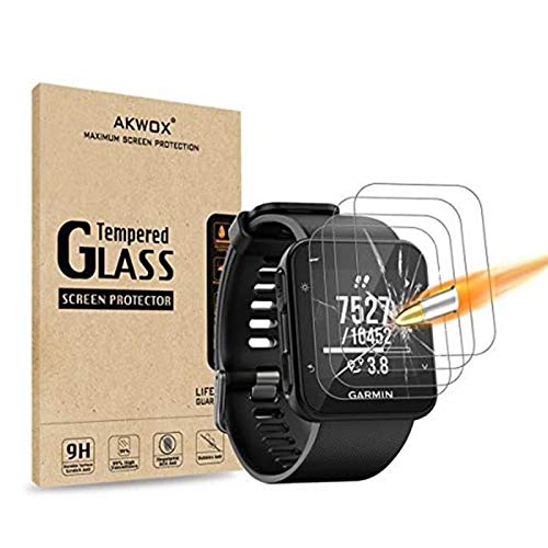 AKWOX (Pack of 4) Compatible with for Garmin Forerunner 35 Screen Protector, [0.3mm 2.5D High Definition 9H] [Anti-Bubble] Tempered Glass Screen Protector for Garmin Forerunner 35 by AKWOX - Used condition - US$7.54