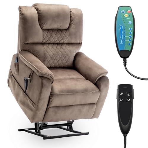 Sillón con tapizado de terciopelo marrón claro reclinable