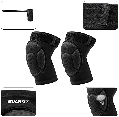 EULANT Volleyball Knee Pads with Anti-slip Elastic Band, Thick Sponge Work Knee Pads, Protective Pull Up Knee Pads for Football Dance Running Wrestling Hiking Skating MTB Garden Gym,M