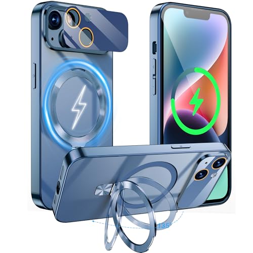 iPhone 14 �P�[�X Magsafe�Ή� ���@�\��� �}�O�l�b�g ���C�����X�[�d �܂��݃X�^���h �J�����S�ʕی� ��phone 14 �J�o 360°�ی� �ČRMIL�K�i �ϏՌ� CD�����O ������� �c�����Ή� �X�g���b�v���t�� �h�w�� �}���[�d��