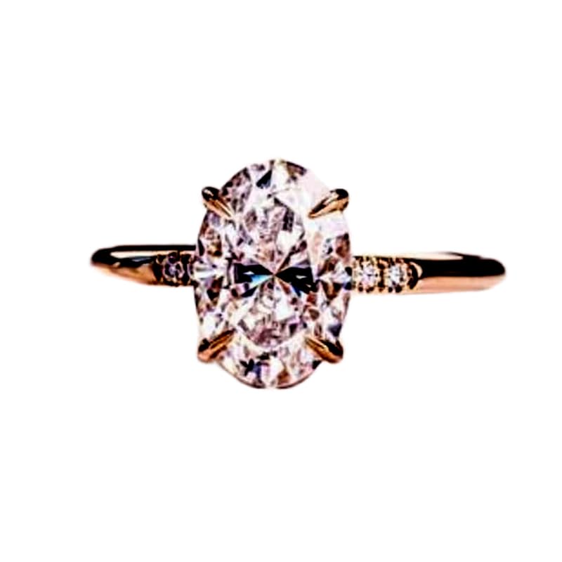 Bague moissanite transparente argent 925 anneau plaqué or diamant
