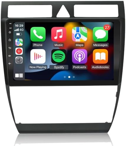 EZoneTronics Carplay Radio Android Car Stereo for Audi A6 C5 1997-2004 S6 1999-2004 with Wireless Carplay Android Auto 9 inch Touch Screen GPS Navigation Bluetooth USB Wifi SWC FM/RDS Player 2G+32G