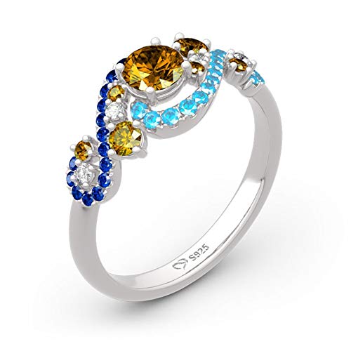 Jeulia Promise Engagement Wedding Ring Set The Starry Night Round Cut Sterling Silver Bridal Ring Fashion Anniversary Valentine's Day for Her With Gift Jewelry Box2