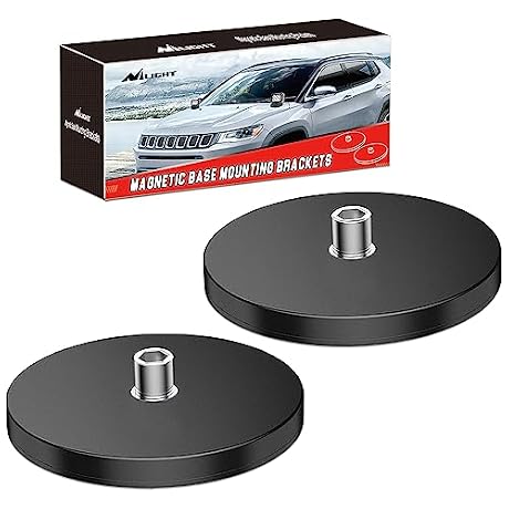 Nilight 2PCS Magnetic Base LED Light Bar Mounting Brackets, Powerful Sucker Holder for Bottom-Mounted Offroad Work Auxiliary Lamps Mounts on Hood A-Pillar