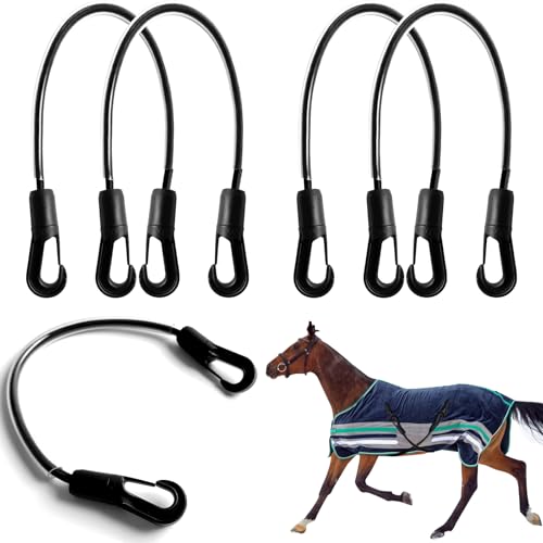 Image of 4 Pcs Horse Blanket Straps Adjustable Replacement Leg Strap with Double Ended Clips Elastic Horse Blanket Leg Straps,16 inch