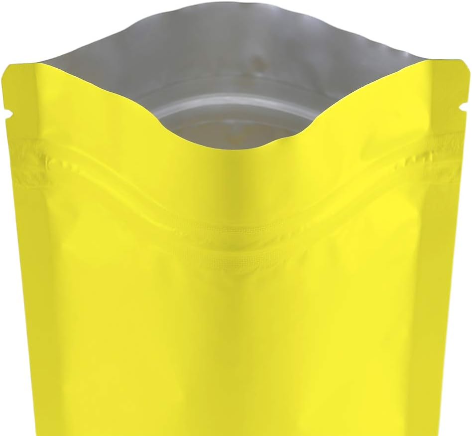 QQ Studio Double Sided Matte Heat Sealable Mylar Aluminum Standup Bags (100 Bags) (5.1" x 7.1", Matte Yellow) image 2