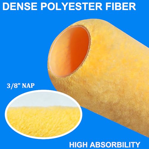 Great Andrew 18 PCS Paint Roller Covers 9 Inch, 3/8-Inch Nap Paint Roller Kit Dense Fibers for Painting Semi-Smooth Textured Surfaces Fit 9" Paint Roller Frame
