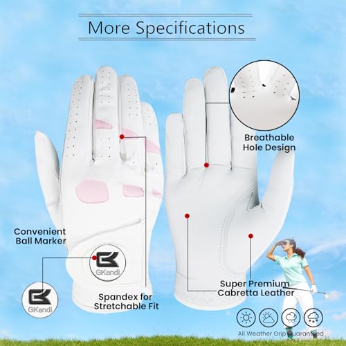 GKandi Golf Gloves Women with Ball Marker 1 Pack (Pink, Medium, Right) by GKandi - Used condition - Image 2