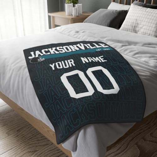 Image of ANTKING Jacksonville Throw Blanket for Men Women Boy Custom Name and Number Gifts