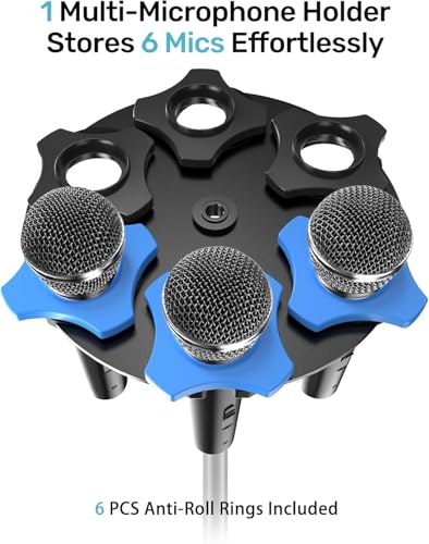 Support de microphone à 6 emplacements avec base alliage pour pieds filetés