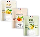 LXIR DRINK - Acqua aromatizzata in pastiglia senza zucchero - Bevanda multivitaminica - Ricca di vitamine C e B - Idratazione quotidiana - Bellezza della pelle - Limone/Pesca/Melone