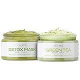 Teami Green Tea Mask + Face Scrub Skincare Bundle - Deep Cleansing Pore Minimizer & Blackhead Remover Detox Facial Mask (6.3oz) + Natural Exfoliating Body Scrub & Face Scrub (4oz)