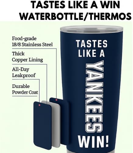 Tastes like a Yankees Win! Tumbler Waterbottle NY 20 oz Stainless Steel Vacuum‑Insulated/Water bottle with Travel Lid - Image 5