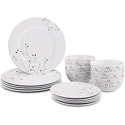 Amazon Basics - Vajilla de 18 piezas, Ramas, 6 servicios