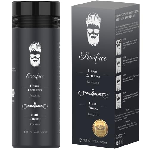TROSFREE: Fibras Capilares Negro 27,5 gr - Fibra Capilar Hombre con Keratina para Disimular Calvicie - Fibra Capilar Mujer Cubre Canas - Thick Fiber