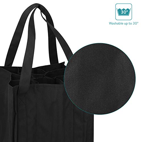Navaris Bottlebag 9 Fächer Flaschentasche - 27 x 27 x 27 cm Flaschen Tasche schwarz reißfest - 9er Tragetasche waschbar - Flaschengröße bis 1,5L