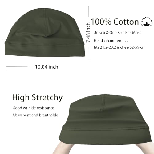 Image of vidsel 100% Cotton Skull Caps Beanie Night Cap Sleep Hats for Men Women | Breathable,Soft,Lightweight Skully Cap,Running Beanie Cycling Helmet Liner,Wicking Head Cover,CPAP Chemo Bald Cap