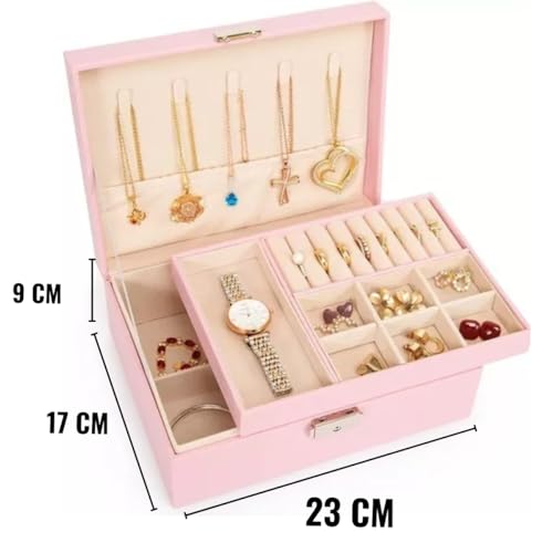 Maleta Porta Joias Grande Caixa de Armazenamento Bolsa Anel Colar Relógio Para Viagem Lindo