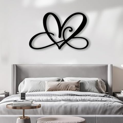 Glamativity Large Personalized Infinity Heart Metal Decor, Wedding Gifts Metal Wall Art for Couples, Infinity Heart Sign, Metal Names Sign, 3D Textured Sculptures, Valentine's Day Gifts for Her and Him, Bridal Shower Gifts Cover
