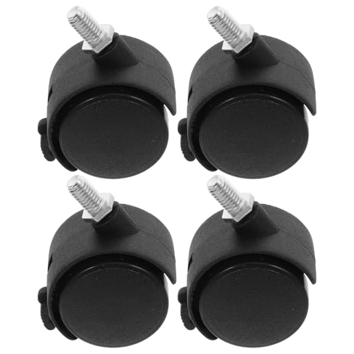 SEWACC 4pcs 1.5-inch Desk Chair Wheels with Brake, M8*13mm Threaded Swivel Casters, Dual Wheel Design for Even Load Distribution, Office Furniture Replacement Accessories for Desks