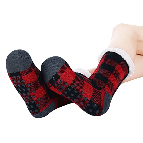 Image of Chassic Sherpa Lined Slipper Socks for Women, Non-Slip Cozy Winter House Socks, Soft Fuzzy Socks, Christmas Gifts for Women & Ladies Stocking Stuffers