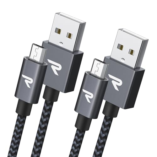 RAMPOW Micro USB Cable [2 Pack/6.6ft], QC 3.0 Fast Charging & Sync Android Charger,Micro USB Cables for Samsung Galaxy S7/S6 and Edge,Note 7/6,Sony,Kindle,PS4,Xbox,Android Devices and More-Space Grey