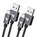RAMPOW Braided Micro-USB Cable [2-Pack 6.5ft] Android Charger Cable/Fast Charging Cable Compatible with Galaxy S7/S6, Sony, Motorola and More - Space Gray