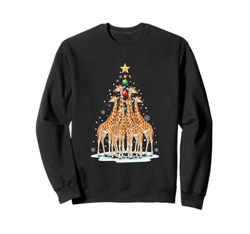 Giraffe Christmas Tree Kids Holiday Funny Jungle Animals Sweatshirt