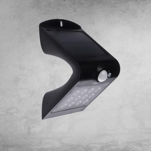 Lampy solarne z czujnikiem ruchu LED lampy solarne do użytku na zewnątrz, do ogrodu, wodoszczelne LED, kolor czarny, 1,5 W, IP65, neutralny biały
