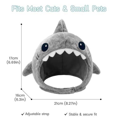 Shark Cat Hat Costume, Winter Hat for Cats &amp; Small Dogs, Cute Pet Dog Cap Costume Gear for Kitten &amp; Puppy Bonnet (1)