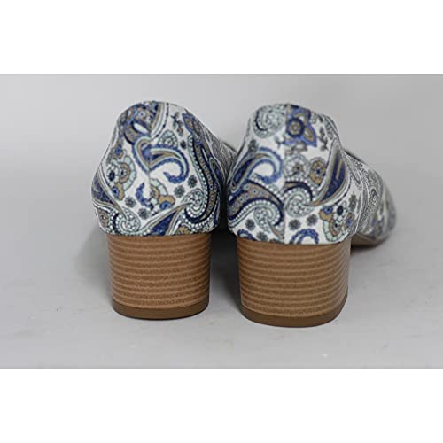 Scarpin Bico Fino em Couro Salto Grosso 4 cm Azul