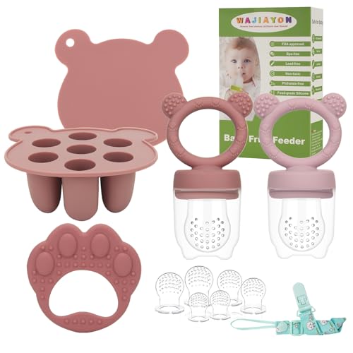Image of WAJIAYON Baby Breastmilk Popsicle Molds & Baby Fruit Feeder, Infant Food Freezer Tray Storage Containers, Silicone Teething Pacifier Feeder and Teether for Babies,Gifts for Boys and Girls-Daisy/Blush