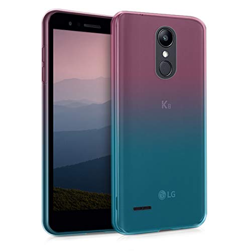 kwmobile Funda Compatible con LG K8 (2018) / K9 - Carcasa de TPU y Bicolor en Rosa Fucsia/Azul/Transparente