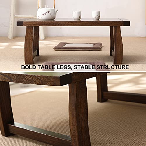 Table basse pour balcon et salon en bois de paulownia marron 80cm
