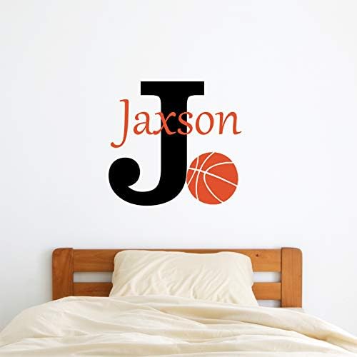Custom Name Basketball Wall Decal - Boys Girls Personalized Name Basketball Sports Wall Sticker - Custom Name Sign - Custom Name Stencil Monogram - Boys Girls Room Wall Decor