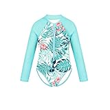 Nimiya Kids Girls One Piece Long Sleeve Zipper Front Rash Guard Shirt UPF 50+ Sun Protection Swimsui