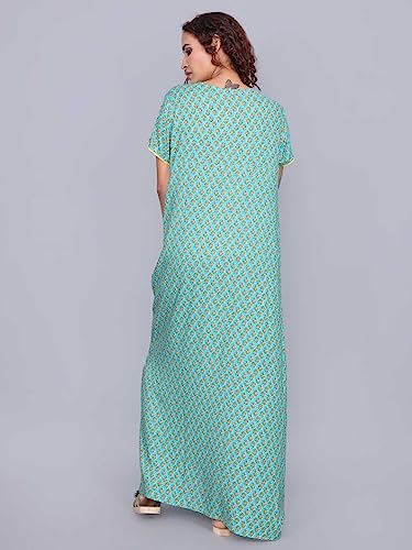 Image of Evolove Women's Cotton Long Maxi Night Gown Nighty Dress with Pocket & Stylish Button, Super Soft Comfortable (LNG-Button)