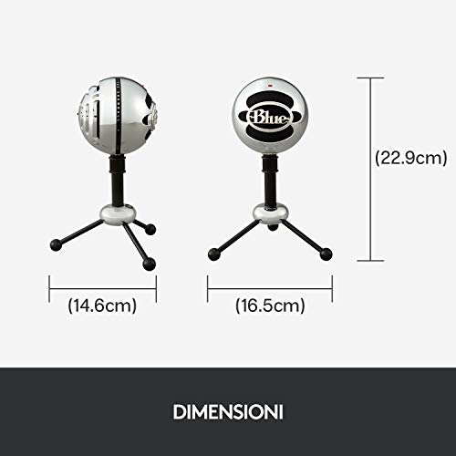 Blue Snowball Microfono USB per Registrazione, Streaming, Podcast, Gaming su PC e Mac, Mic a Condensatore con Modelli Polari Cardioide e Omnidirezionale e Design Retrò Elegante - Argento - Microfono streaming - Immagine 10