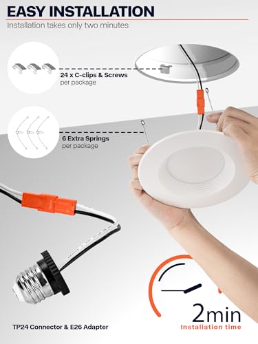Powerasia CAN LIGHT S Retrofit Recessed Lighting, 5Cct 6 Inch Recessed Lights Selectable 2700K-6000K Dimmable, 12W=75W, 1200Lm Downlight thumb #2