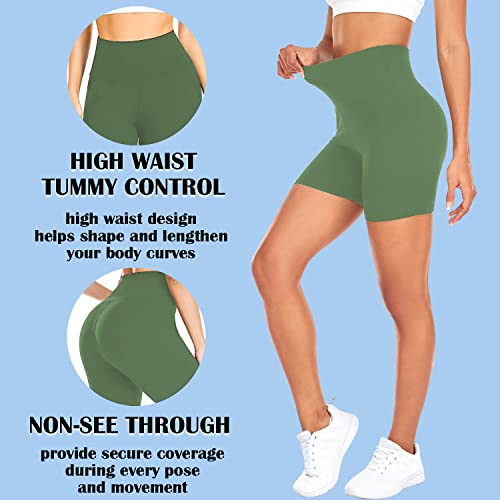 Image of FULLSOFT High Waisted Biker Shorts for Women-5 inch Tummy Control Fitness Athletic Workout Running Yoga Gym Shorts